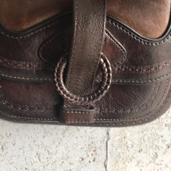 #035 Anna Cainzo Culturas Del Sol’s | Brown Leather Side Saddle Crossbody - Picture 3 of 17